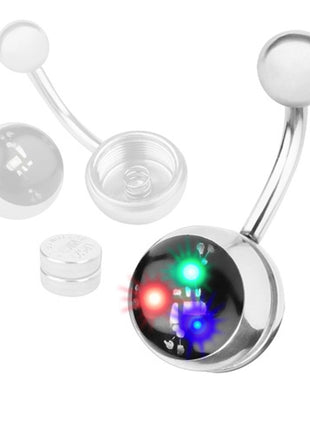 LED flashing belly button piercing incl. 4 batteries 