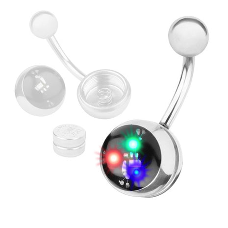 LED flashing belly button piercing incl. 4 batteries 