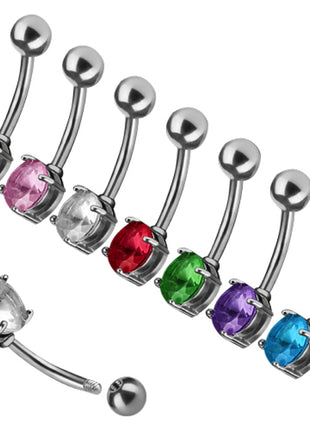 belly button piercing plug crystal ball 