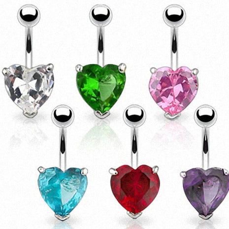 Belly Button Piercing Plug XXL Crystal Heart 