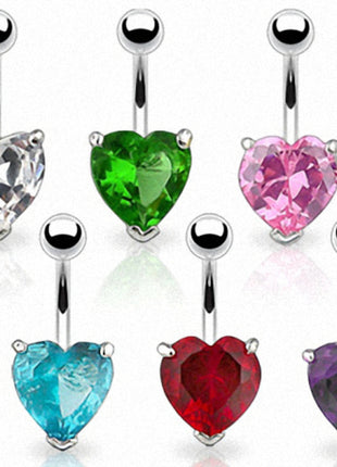 Belly Button Piercing Plug XXL Crystal Heart 