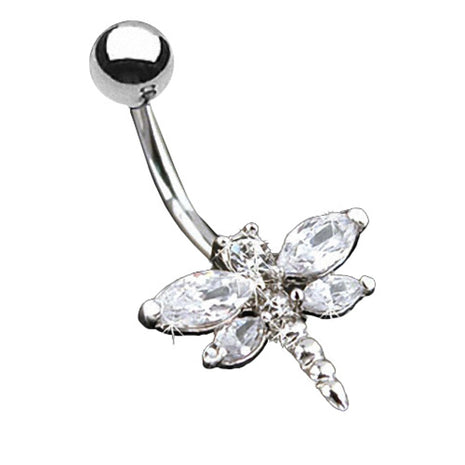 belly button piercing dragonfly with crystal 