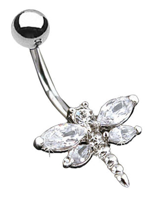 belly button piercing dragonfly with crystal 