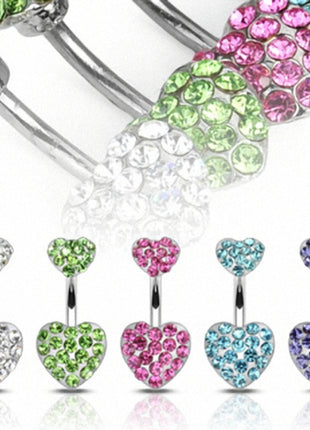 Belly Button Piercing Jewelry Plug Double Crystal Ferido Heart 