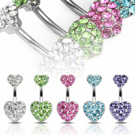 Belly Button Piercing Jewelry Plug Double Crystal Ferido Heart 