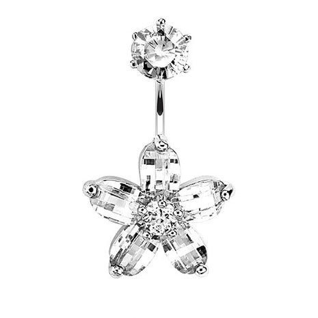 Bauchnabelpiercing Blume - Clear