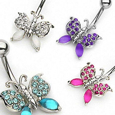 Bauchnabelpiercing Farben Kristall Schmetterling Butterfly