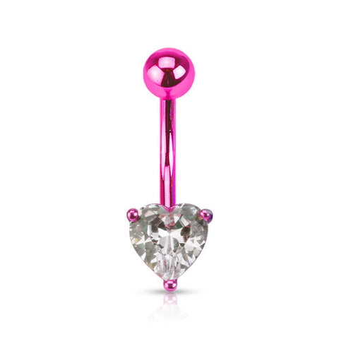 Bauchnabelpiercing Neon Farben mit Kristall Herz