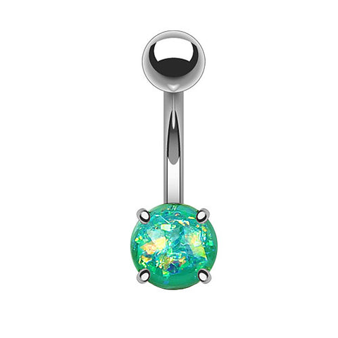 Bauchnabelpiercing Stecker Edelstahl mit eingefassten Glitter Opal