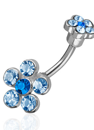 Bauchnabelpiercing Blume - Blau