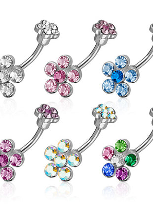 Bauchnabelpiercing Multi Kristall Doppel Blume