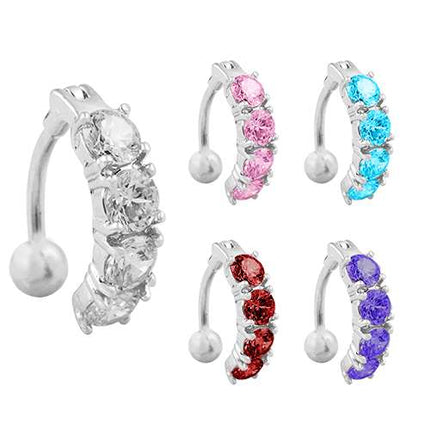 Bauchnabelpiercing Banane Stecker mit 4 Zirkonia Kristallen