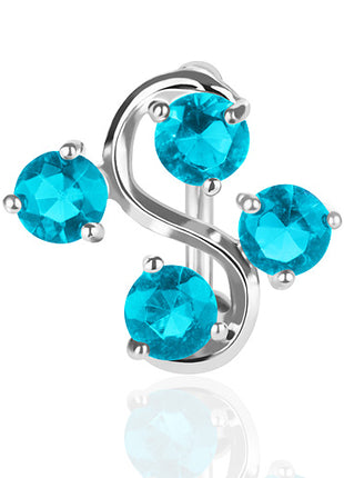 Bauchnabelpiercing 4 Kristalle / Aqua