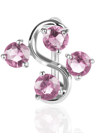 Bauchnabelpiercing 4 Kristalle / Rosa