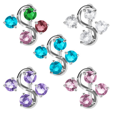 Bauchnabelpiercing Schmuck Stecker mit 4 Kristallen