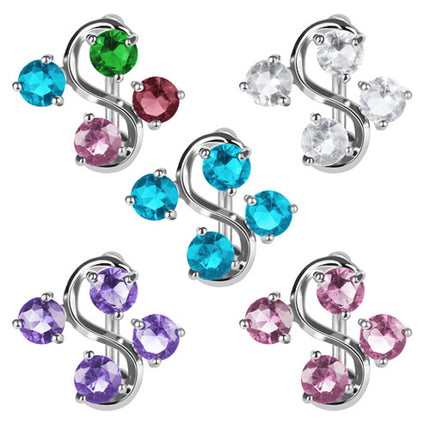 Bauchnabelpiercing Schmuck Stecker mit 4 Kristallen