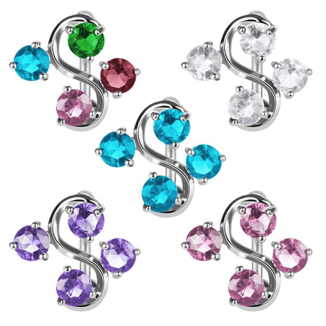 Bauchnabelpiercing 4 Kristalle