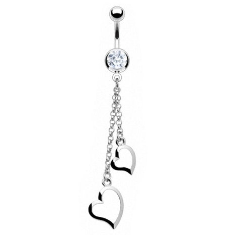 Bauchnabelpiercing 2 Herzen - Clear