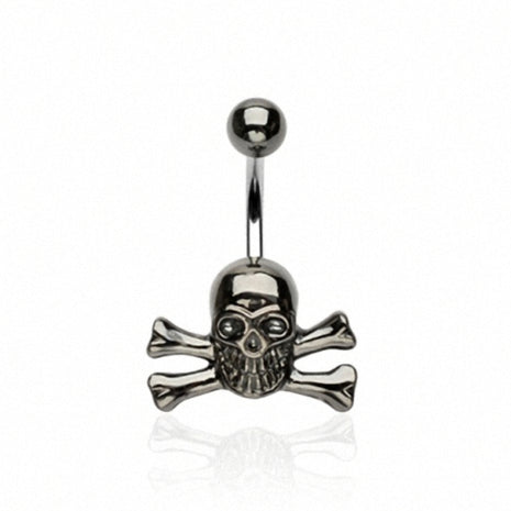 Belly Button Piercing Stud Metallic Skull Crossbones 