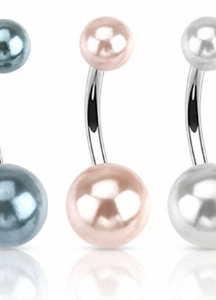 Belly Button Piercing Stud Pearls Mother of Pearl Design 