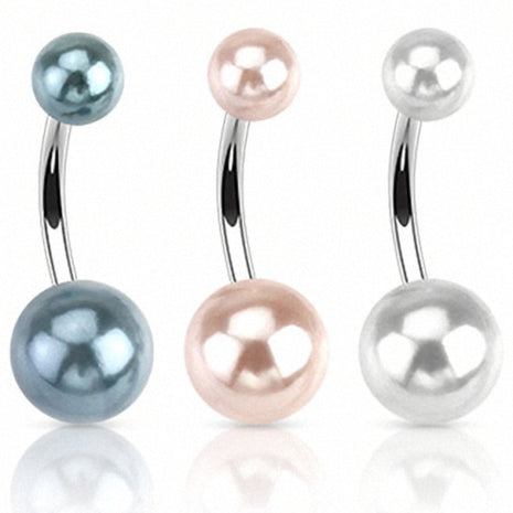 Belly Button Piercing Stud Pearls Mother of Pearl Design 