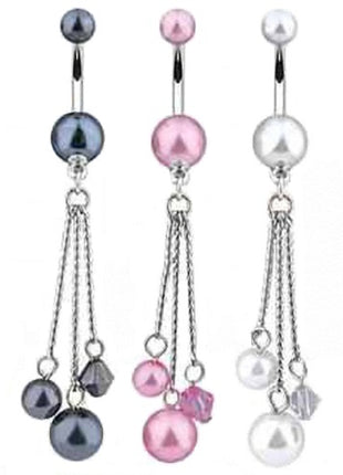 Belly Button Piercing Pearls Mother of Pearl Ball Design Pendant 