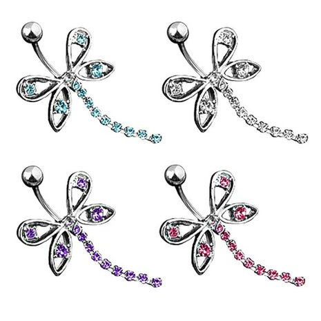 Belly Button Piercing Plug Butterfly Multi Crystal 