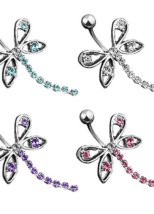 Belly Button Piercing Plug Butterfly Multi Crystal 