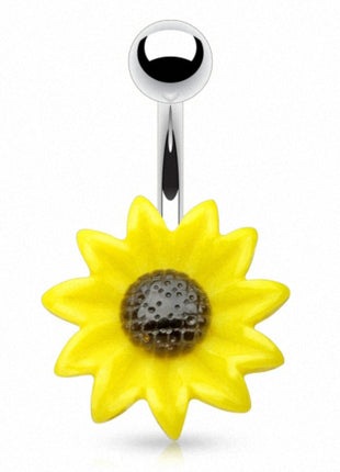 belly button piercing jewelry stud sunflower 