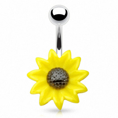 belly button piercing jewelry stud sunflower 