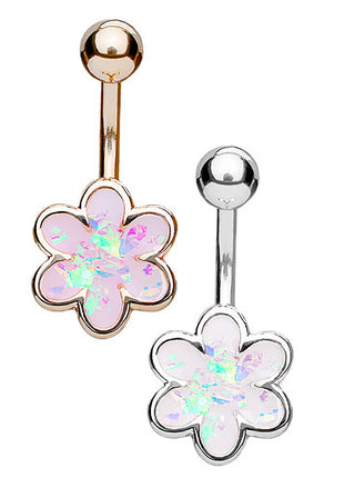 Bauchnabelpiercing Schmuck Stecker Opal Glitter Blume