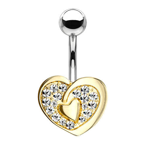 Bauchnabelpiercing Banane Stecker Herz mit Kristall Strass Inlay