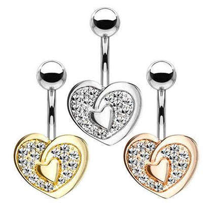Bauchnabelpiercing Banane Stecker Herz mit Kristall Strass Inlay