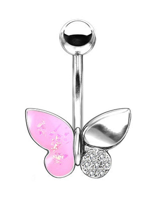 Bauchnabelpiercing Schmetterling - Pink