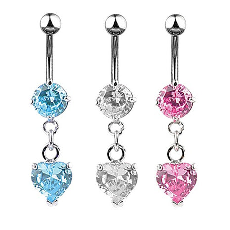 Belly Button Piercing Plug Crystal Heart Pendant 