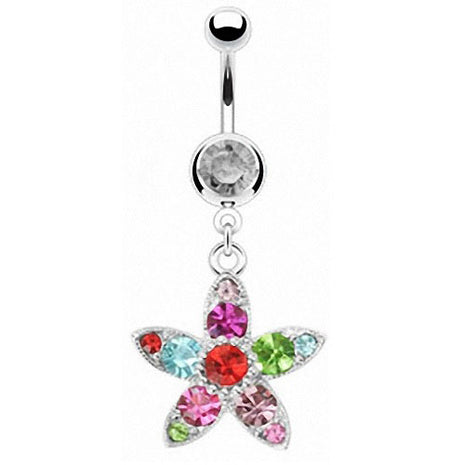 Bauchnabelpiercing Blume - Clear