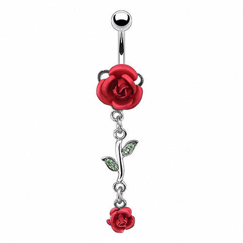 Bauchnabelpiercing Schmuck Stecker mit Rosen Blüten Anhänger