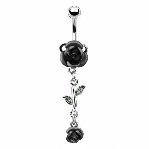 Bauchnabelpiercing Schmuck Stecker mit Rosen Blüten Anhänger