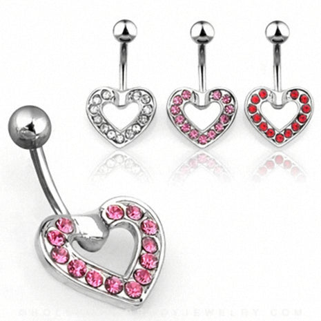 Belly Button Piercing Plug Multi Crystal Heart 