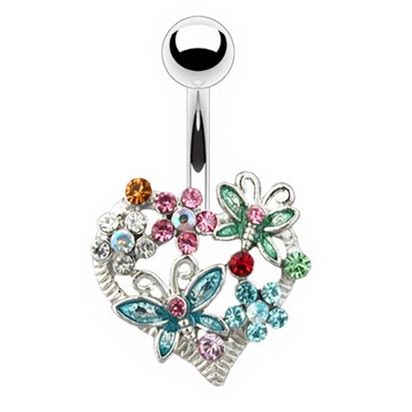 Bauchnabelpiercing Multi Kristall Blumen Schmetterling Herz