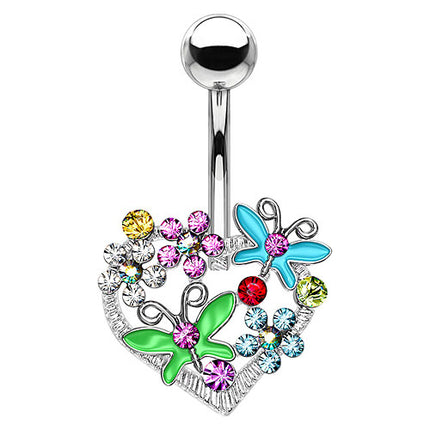 Bauchnabelpiercing Multi Kristall Blumen Schmetterling Herz