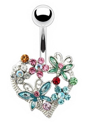 Belly Button Piercing Multi Crystal Flowers Butterfly Heart 