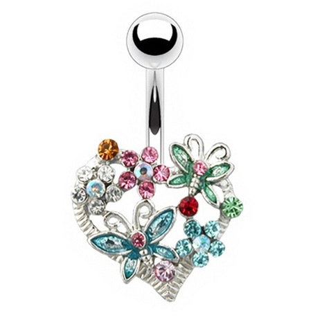 Belly Button Piercing Multi Crystal Flowers Butterfly Heart 