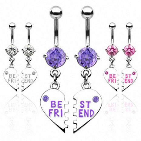 Bauchnabelpiercing Herz 1 Pärchen "Best Friend"