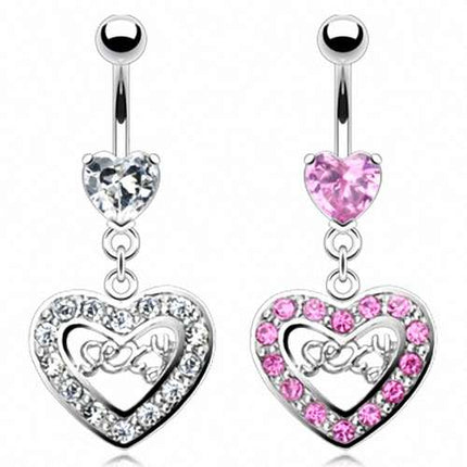 Bauchnabelpiercing Stecker Kristall Herz Love Anhänger
