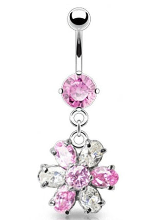 Belly Button Piercing Plug Crystal Flower Pendant 