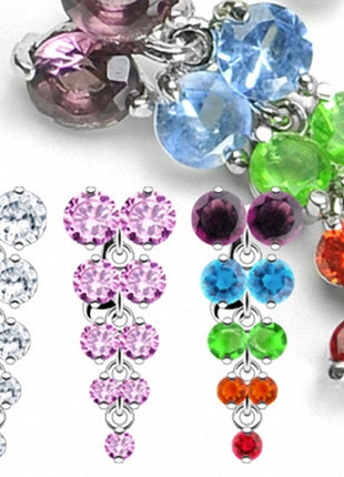 Belly Button Piercing Plug Multi Crystal Wine Pendant 