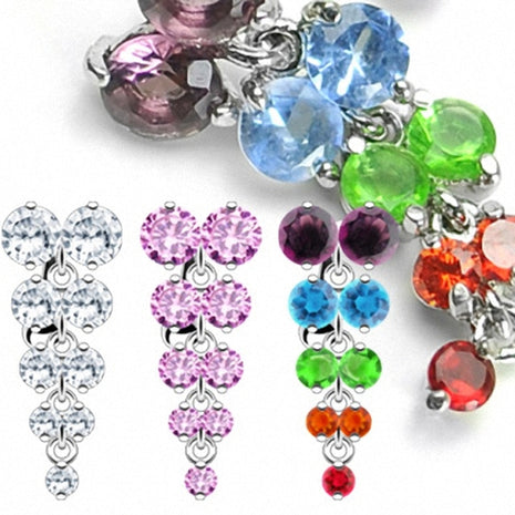 Belly Button Piercing Plug Multi Crystal Wine Pendant 