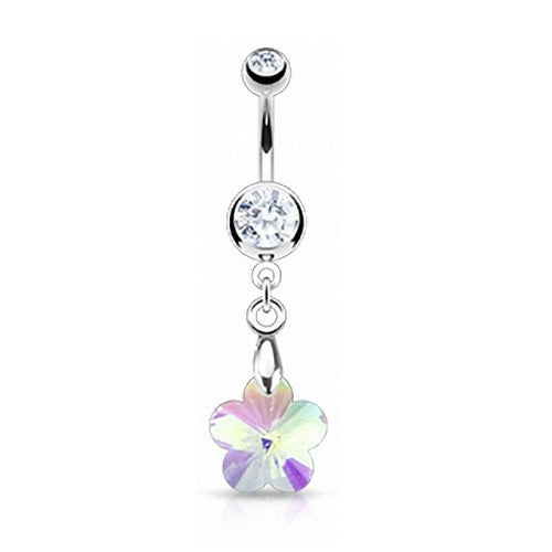 Bauchnabelpiercing Multi Prisma Kristall Blume Anhänger