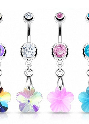 Bauchnabelpiercing Multi Prisma Kristall Blume Anhänger